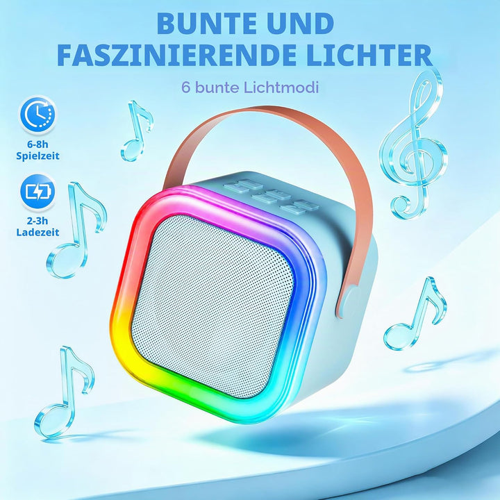 Karaoke Maschine für Kinder,Mini Karaoke Maschine mit 2 kabellosen Mikrofonen,Geburtstagsgeschenk fü