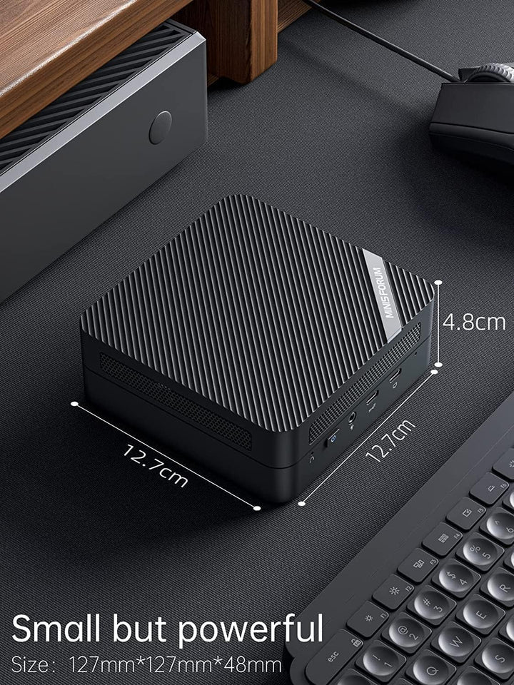 MINIS FORUM UM773 Lite Mini-PC, AMD Ryzen 7 7735HS (bis zu 4,75 GHz), AMD Radeon Grafik, 2 × HDMI, 1