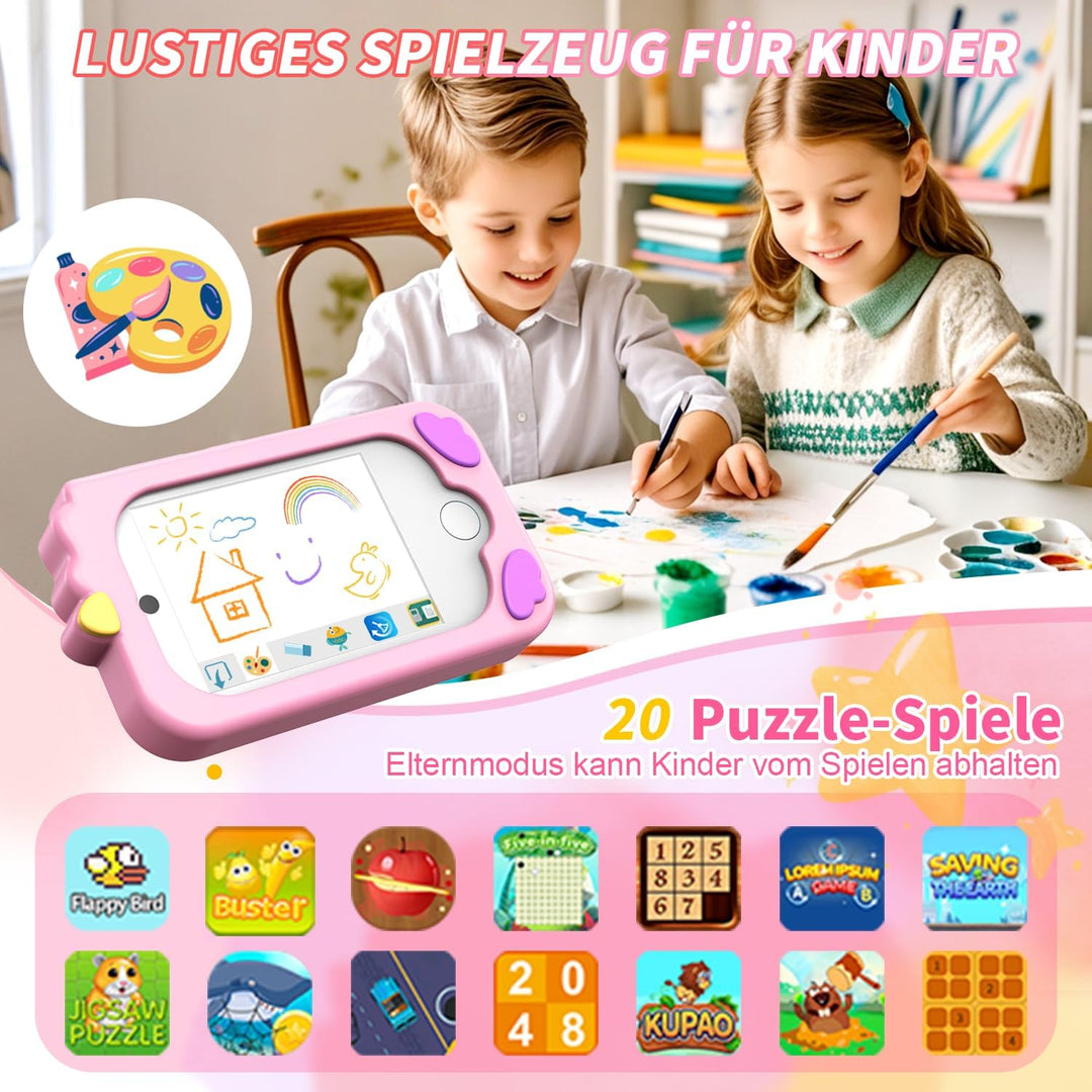 CHAKEYAKE Kinderkamera,Kinder Handy Smartphone Lernspielzeug,Kinder Kamera mit Dual Kamera 2.8" Touc