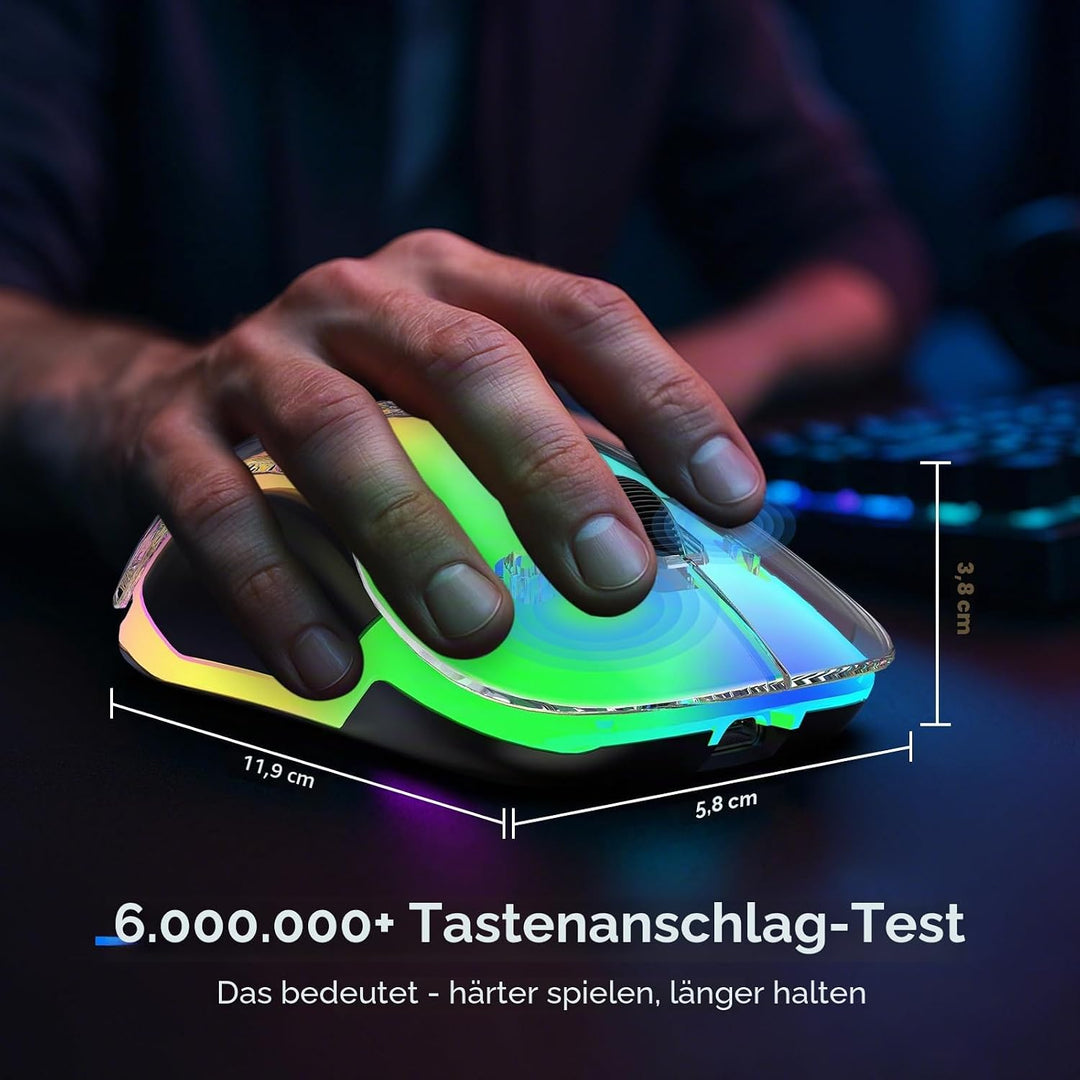 memzuoix LED Kabellose Maus – Wiederaufladbare 2.4G Optische Maus mit Magnetischer Abdeckung, Sanfte