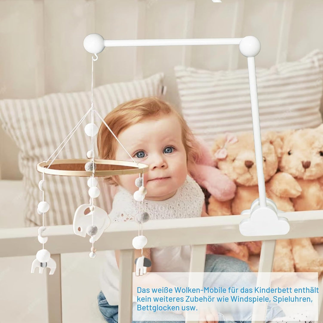 Baby Mobile Halterung, Abnehmbarer Verstellbar Weiss Holz Mobile Aufhänger Wickeltisch für Babybett,