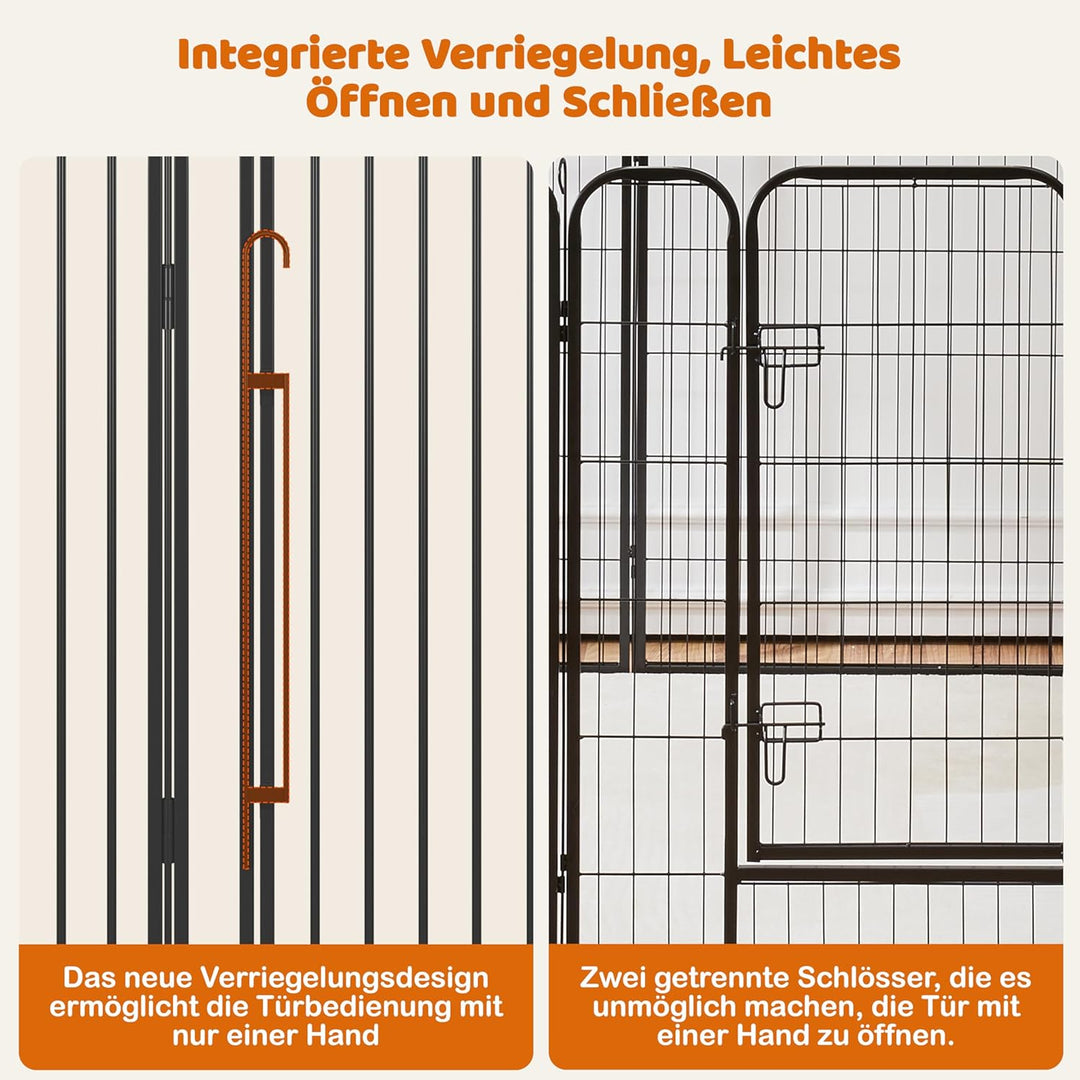 Yaheetech Welpenauslauf 24-teilig 80cm hoch, Welpenlaufstall mit integriertem Schloss, Geräuscharme