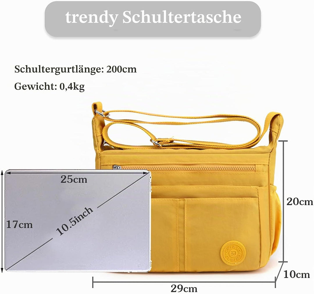 FANDARE Casual Schultertasche Damen Leichte Umhängetasche Wasserdicht Nylon für Sporttasche Arbeitst