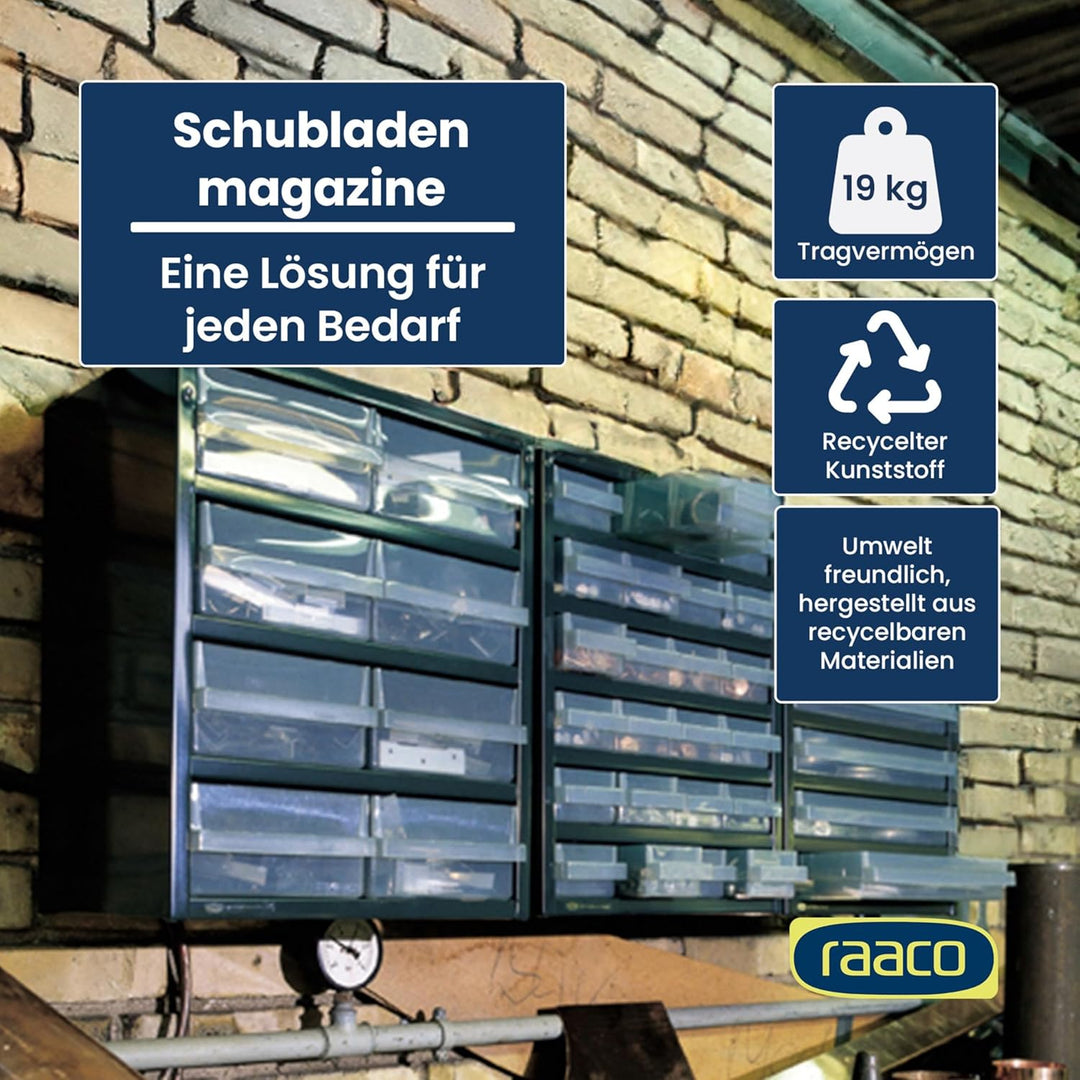 raaco Kleinteilemagazin C6-24 mit 24 Schubladen, Tragkraft 19.8 kg, 15 x 30.6 x 28.3 cm, geeignet fü