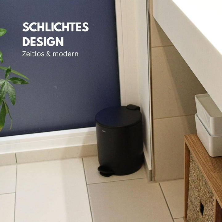 Nell Softclose Kosmetikeimer 5 L – Badmülleimer & Treteimer mit Metallpedal, leisem Deckel & herausn