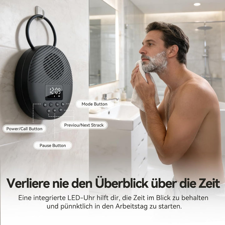 AGPTEK Bluetooth Lautsprecher Tragbare Mini Musikbox Bluetooth 5.4 mit LED Anzeige, FM-Radio & Wecke