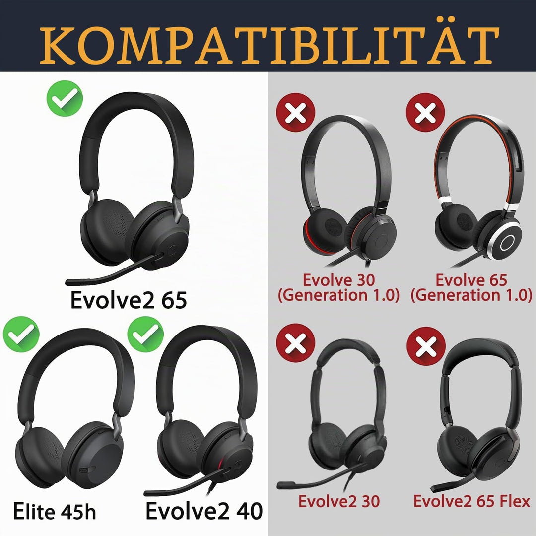 SOULWIT Kühlgel Ersatzpolster Ersatz Ohrpolster für Jabra Evolve2 65 (Evolve 2 65MS 65UC MS UC)/Evol