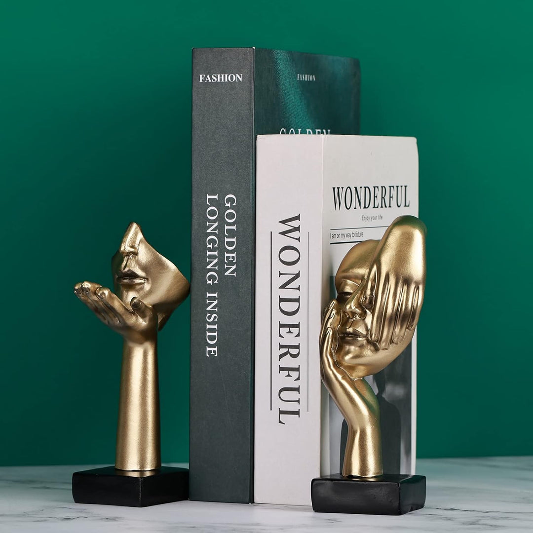 oliruim 2 Stück Denker-Statue, goldene Schwarze abstrakte Kunstskulptur, Moderne Heimdekoration, Sch