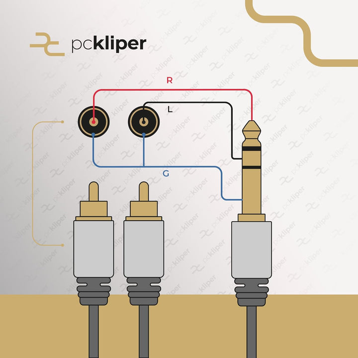 6.3mm Stereo Klinke auf Cinch Kabel 5m 2x Male Cinch Stecker zu Stereo Grosse Klinke Audio Adapter M