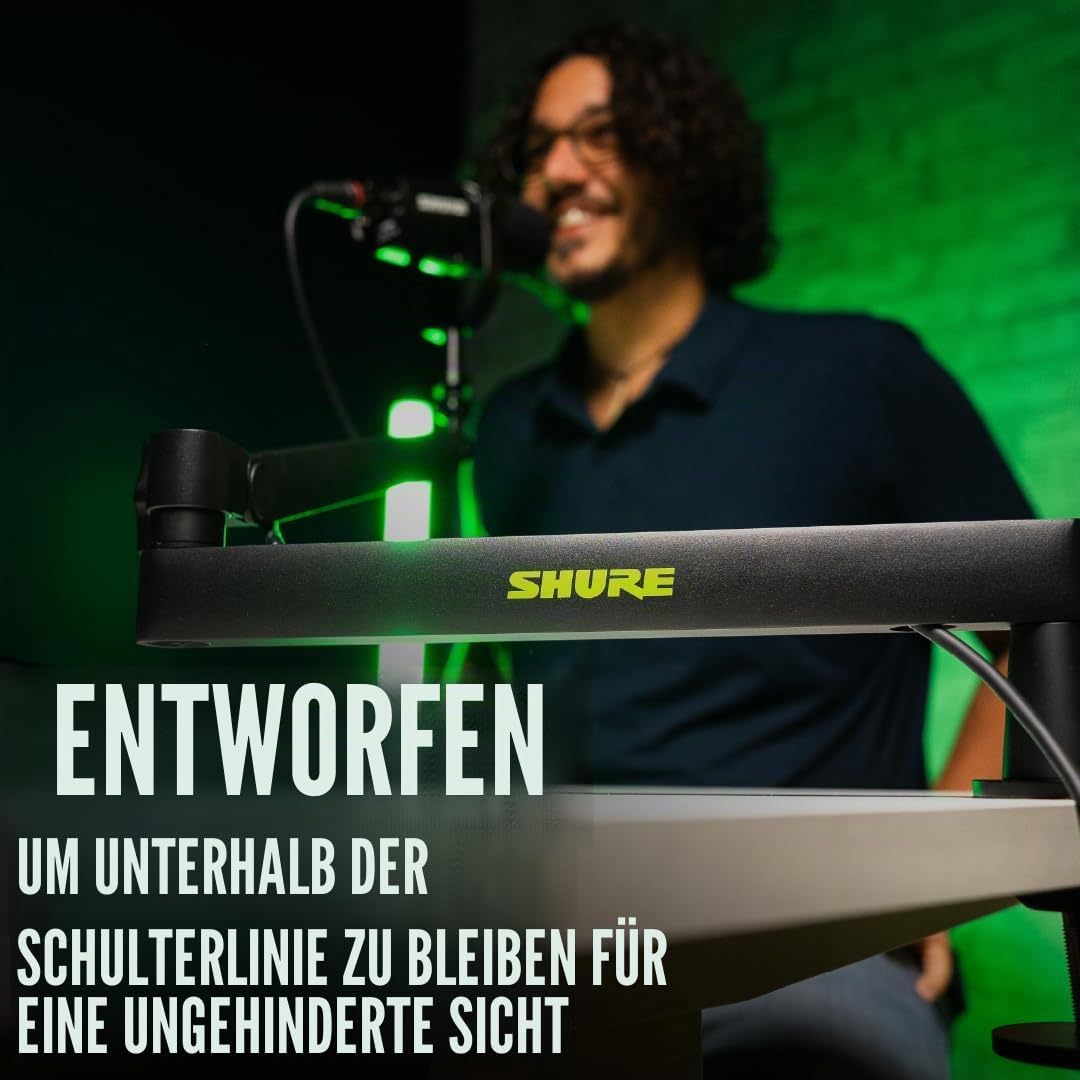 Shure by Gator Premium-Mikrofonständer mit flachem Profil für den Schreibtisch; vollständig verstell