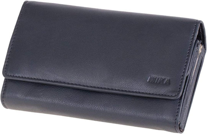 MIKA 42162 - Damengeldbörse aus Echt Leder, Portemonnaie im Querformat, Geldbeutel mit 6 Kartenfäche
