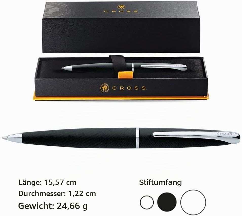 Cross ATX Kugelschreiber (Drehmechanik, Strichstärke M, Schreibfarbe schwarz, inkl. Geschenkbox) bas