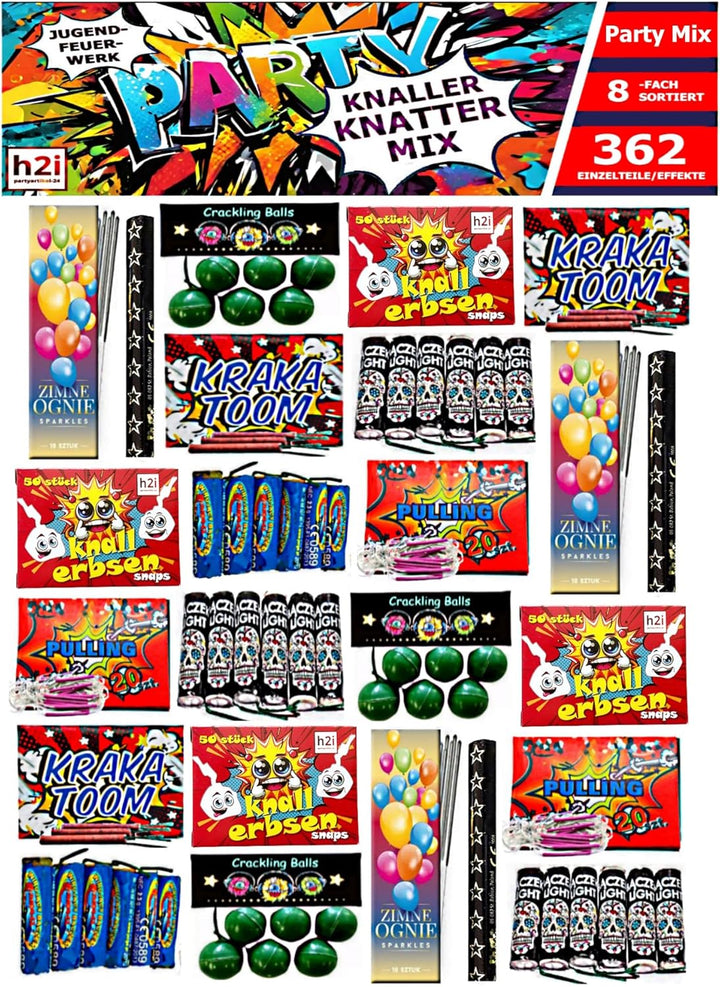 h2i Knaller Knatter Premium Mix | 362 Teile | 8fach sortiert & handverlesen| Partyspass für Klein &