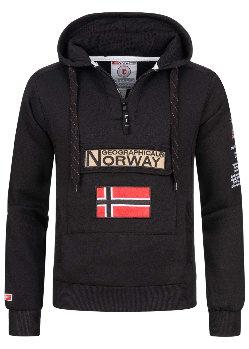 Geographical Norway GYMCLASS Men - Herren Kängurutasche Hoodie Sweatshirt mit Markenlogo und Langarm
