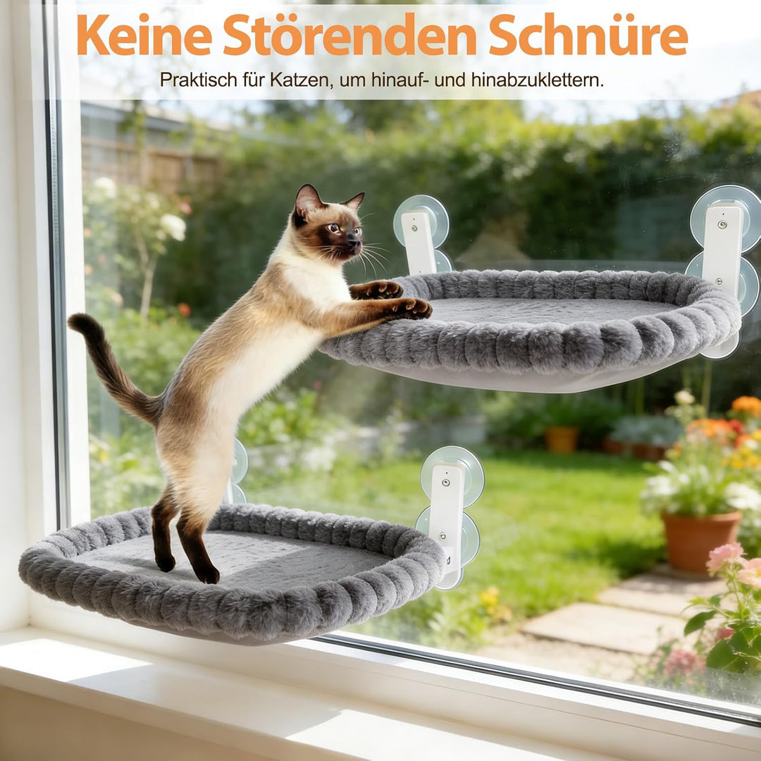 Katzen Fensterliege, Klappbarer Katzenbett Fenster Katzenliege Fensterbank Hängematte mit 4 Saugnäpf