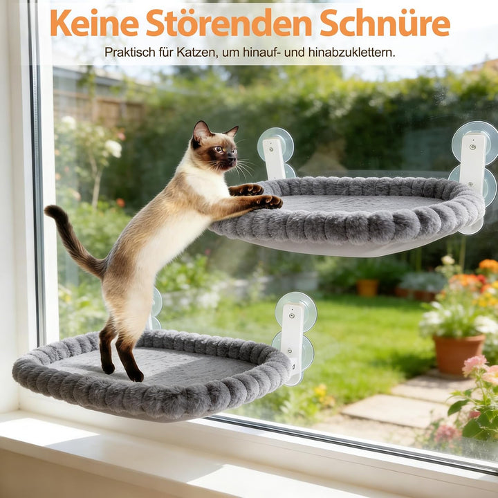 Katzen Fensterliege, Klappbarer Katzenbett Fenster Katzenliege Fensterbank Hängematte mit 4 Saugnäpf