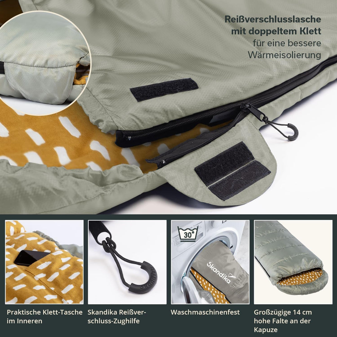 Skandika Deckenschlafsack Dundee Flanell | Baumwolle, Luxus-Qualität, koppelbar, Doppelschlafsack, 3
