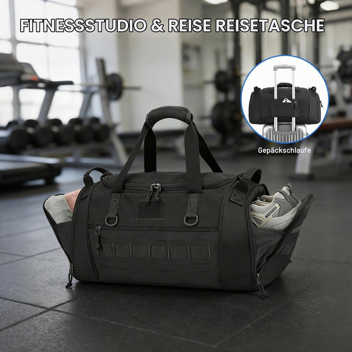 Taktische Sporttasche Herren 45L Reisetasche Mittelgross mit Schuhfach und Laptopfach Leicht Trainin