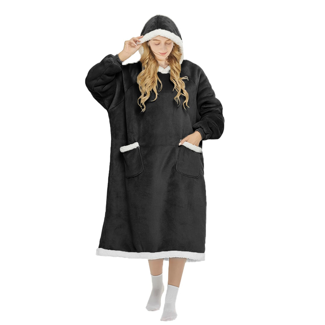 FEELJAM Decke mit Ärmeln und Kapuze, Hoodie Decke Erwachsenen-Ärmeldecke, Weich Warm Kuscheldecke mi