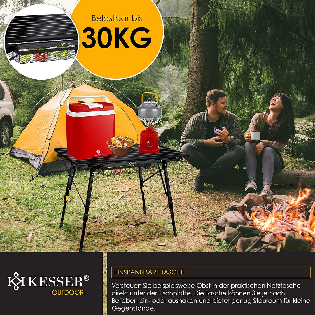 KESSER® Campingtisch faltbar Klapptisch mit Aluminiumrahmen Aufrollbare Tischplatte Falttisch klappb