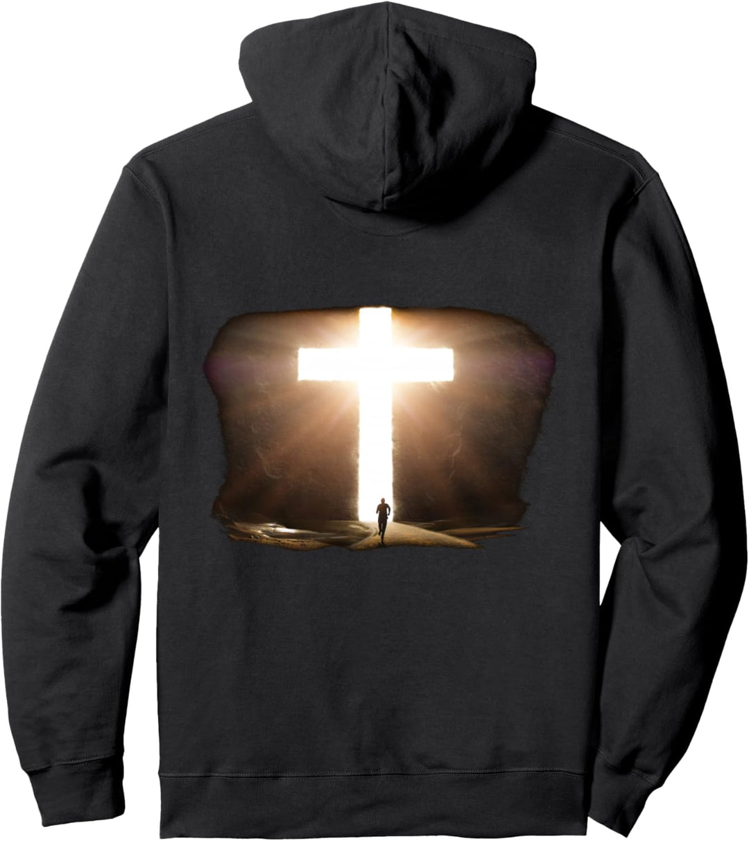 Jesus Christ Faith Cross in the Rock Christian Running Men Pullover Hoodie