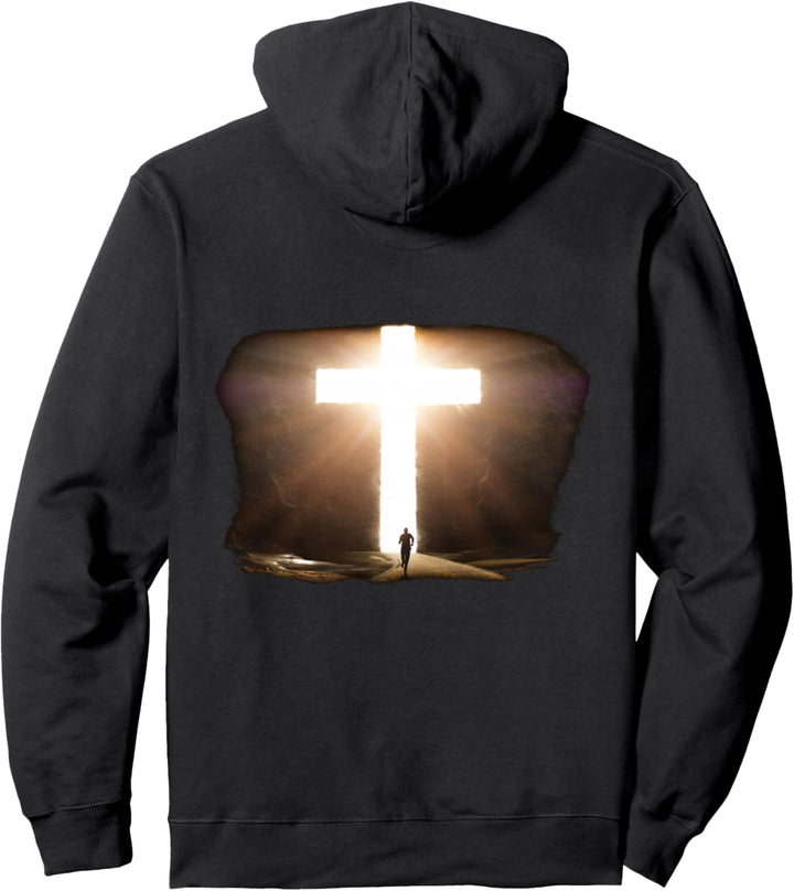 Jesus Christ Faith Cross in the Rock Christian Running Men Pullover Hoodie