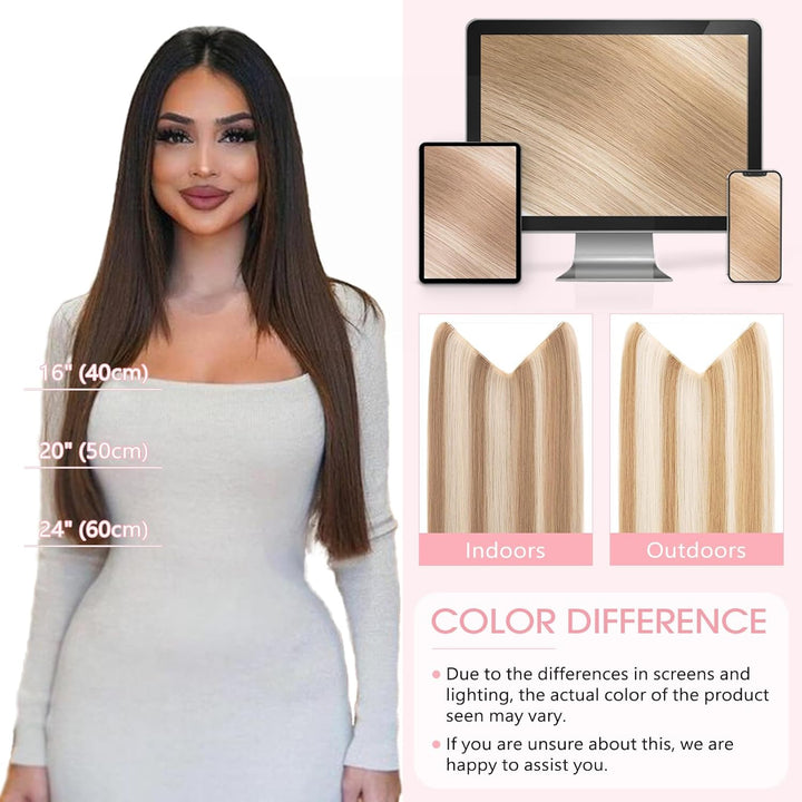 Silk-co Extensions mit transparenter Schnur, Glatte Synthetische Haarverlängerung wie Echthaar, kein