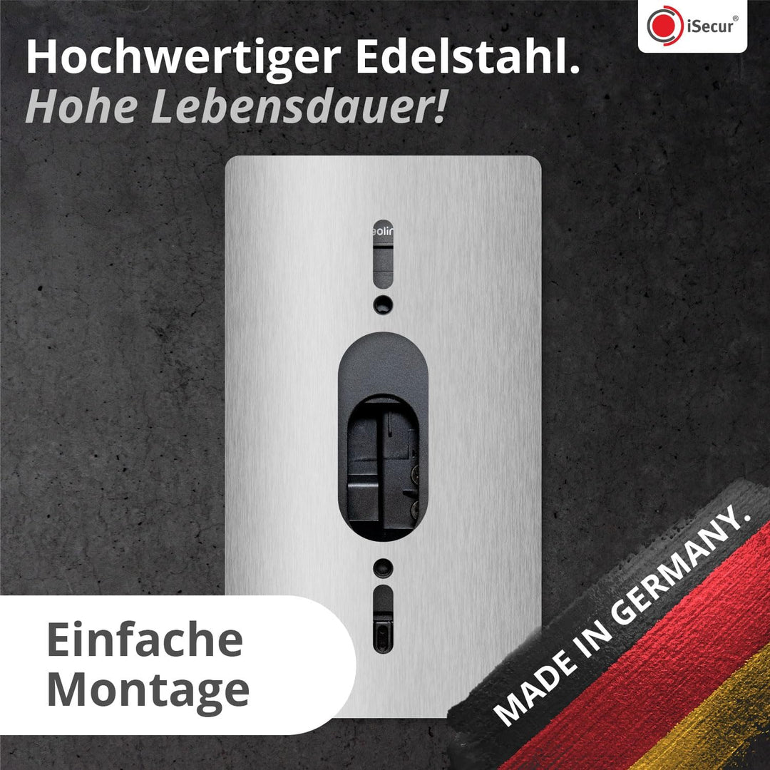 iSecur Blende passend für Reolink Akku-Videotürklingel aus Edelstahl I Video-Doorbell I Klingelschil
