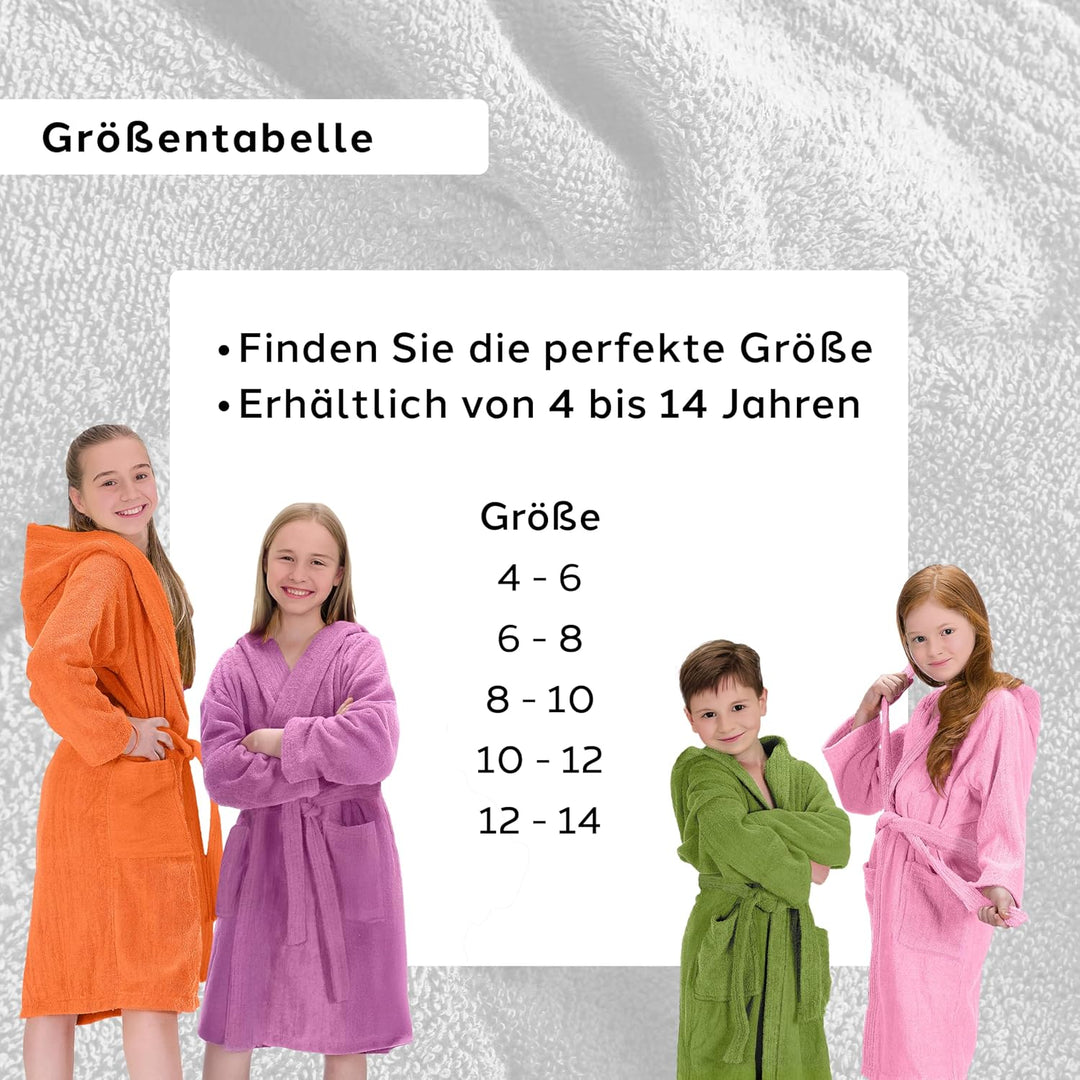 Caleffi Bademantel für Jungen – Bademantel für Mädchen – aus Frottee mit Kapuze, Gürtel und Taschen