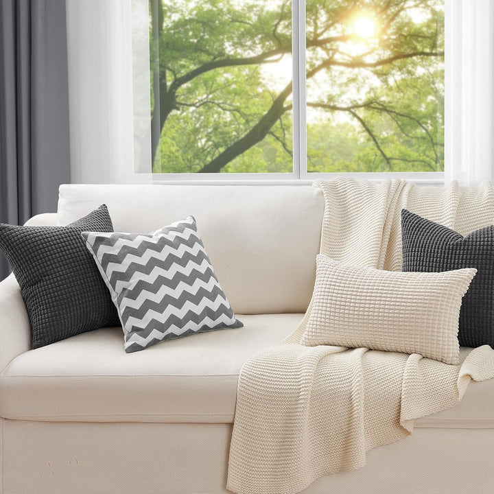 Topfinel Kissenbezug 45x45 Dunkelgrau Anthrazit 4er Set Cord körnig Kissenbezüge Kissenhülle Dekokis