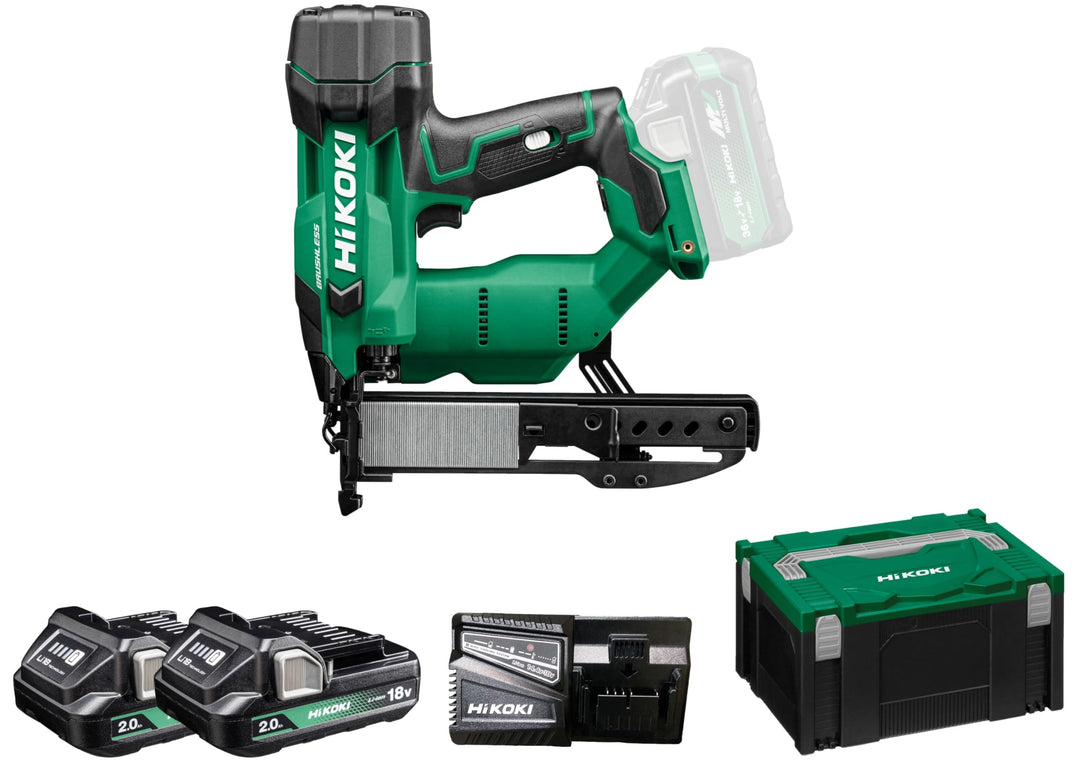 HiKOKI Akku-Klammergerät - 18 V, 13-40 mm, Li-Ion, LED-Licht, werkzeuglose Tiefeneinstellung, Luftfe