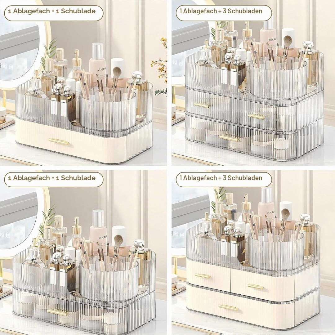 DASITON Make Up Kosmetik Organizer, 360° Drehbar Make Up Pinsel Organizer, Grosser Kosmetik Aufbewah
