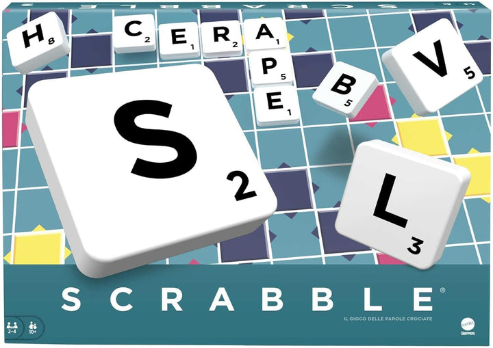 Mattel Games Scrabble Original, Italienische Version, Gesellschaftsspiel, Brettspiel, Familienspiel,