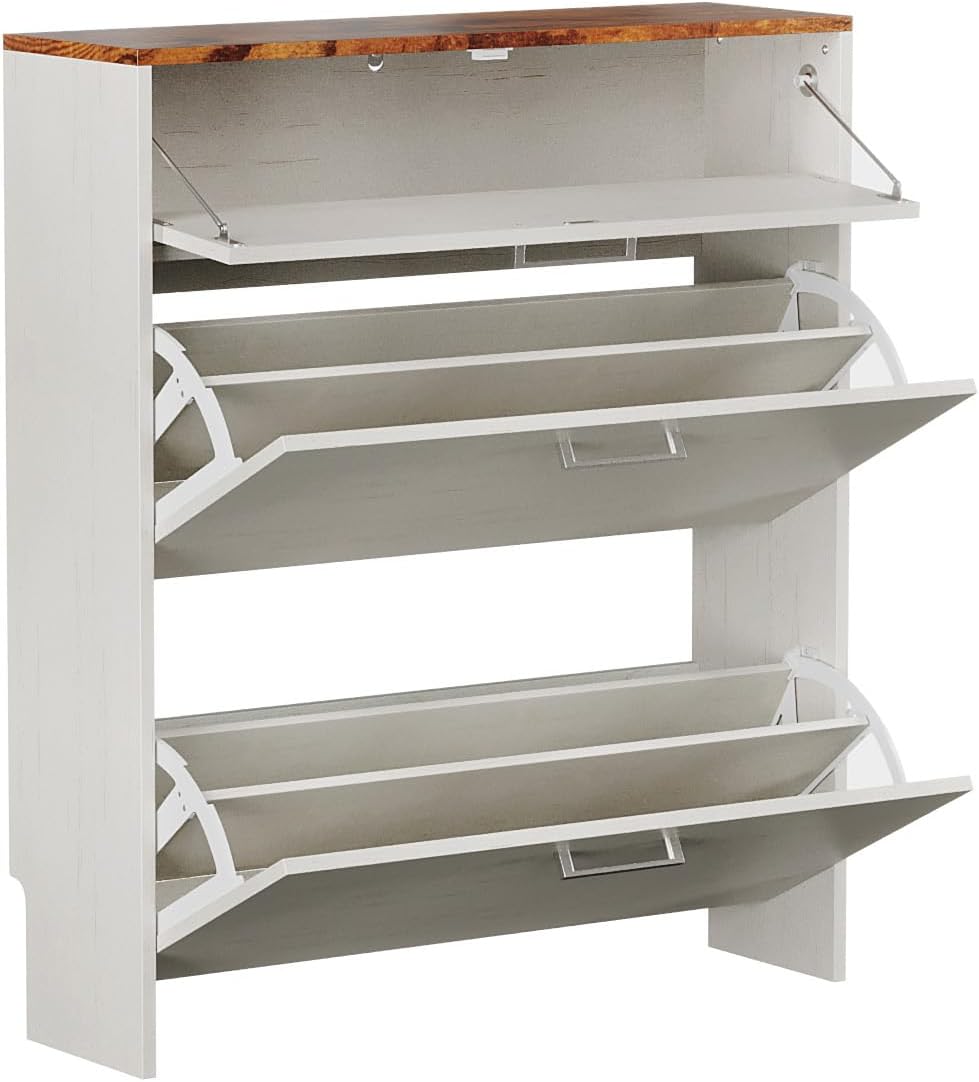 LEADZM Schuhschrank Schmal,Schuhkipper mit 2 Flip-Schubladen Schuhregal mit 1 Schubladen für den Ein