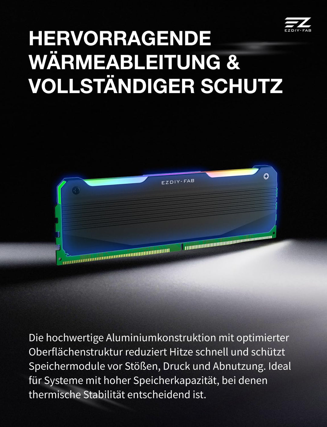 EZDIY-FAB RH01 ARGB RAM-Kühlkörper, RGB Memory Heat Spreader für DDR5 DDR4, Aluminium-RAM-Kühler mit