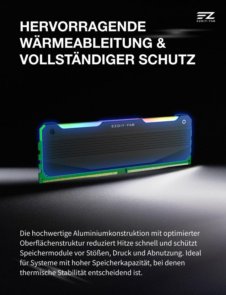 EZDIY-FAB RH01 ARGB RAM-Kühlkörper, RGB Memory Heat Spreader für DDR5 DDR4, Aluminium-RAM-Kühler mit