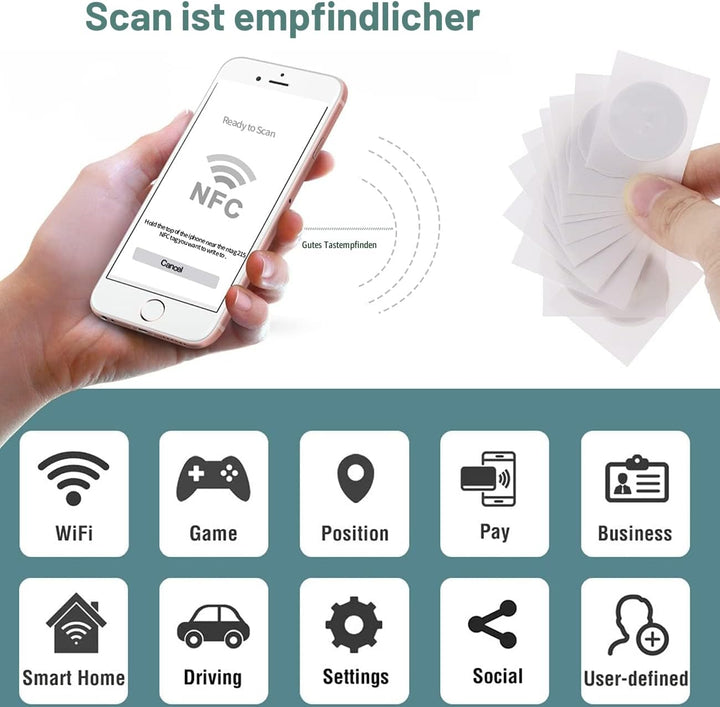 50 Stück NFC Tag Sticker NFC Tags 215 NFC Sticker NFC aufkleber NTAG215 NFC Aufkleber nfc 215 aufkle