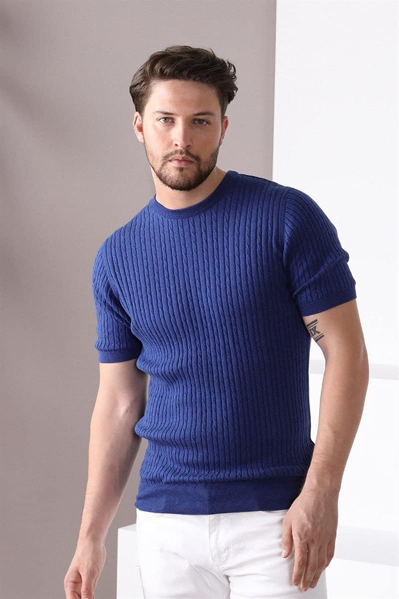 Jack Martin - Strick-T-Shirt mit Webmuster - Herren-Strickhemden S Königsblau, S Königsblau
