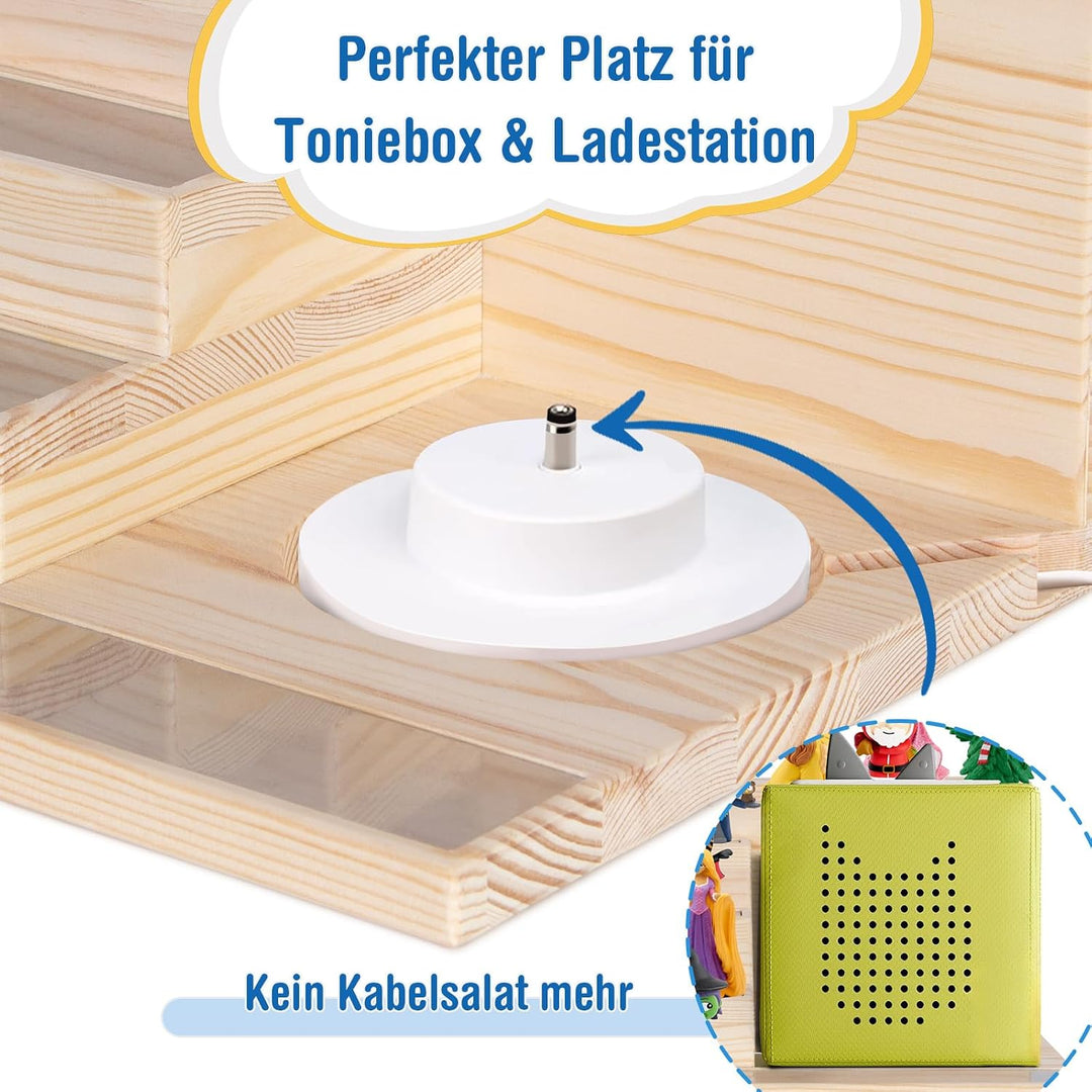 Todeco Tonie-Regal für Toniebox Hörfiguren, Magnetische Aufbewahrung für 15-20 Tonie, Wandregal und