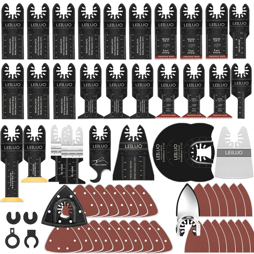 LEILUO 134 Stück Multitool Sägeblatt Set Oszillierende Sägeblätter Sandpapier und Schneide Zubehör m