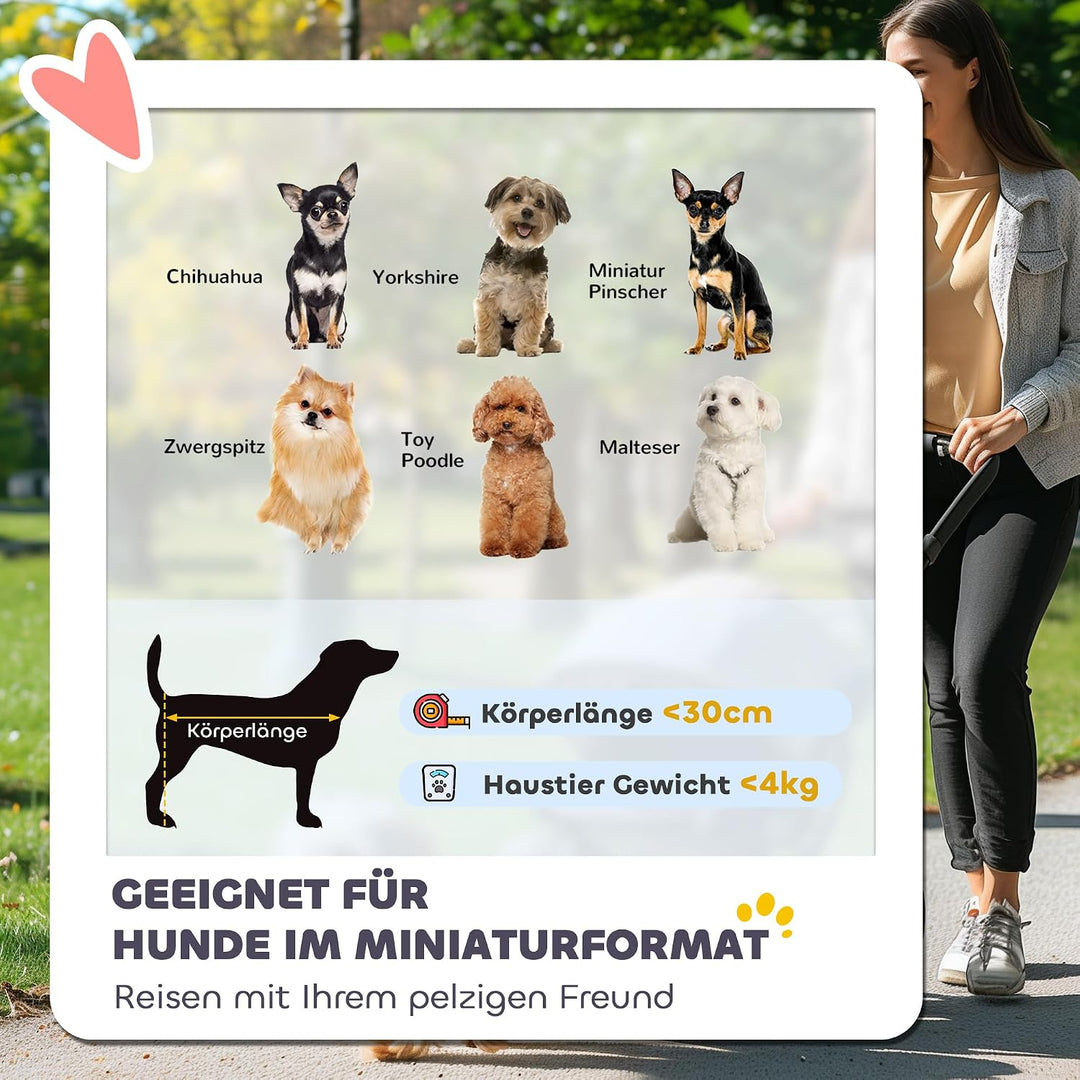 PawHut Hundewagen Hundebuggy klappbar für Hunde &amp; Katzen Katzenbuggy mit Netzfenstern, Schultergurt,