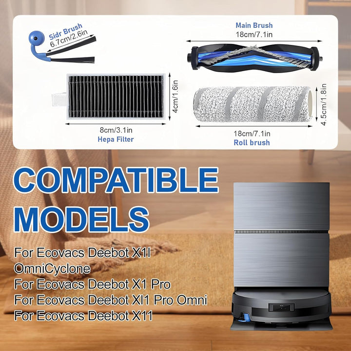 15 Stück Zubehör für Ecovacs Deebot X11 Omni / X11 Pro Omni/ X9 Pro Omni Staubsauger, Ersatzteile 1
