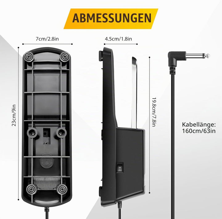 LP1 Keyboard Sustain Pedal, Universal Klavier Pedal mit Polaritätsschalter für E-Piano, E-Keyboard,