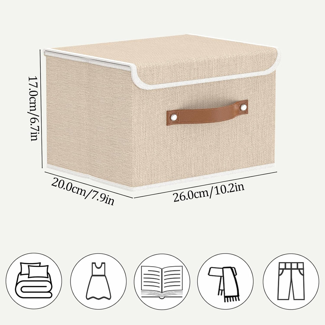OUTBROS 2 Stück Faltbare Aufbewahrungskörbe, Dekorative Aufbewahrungsbox mit Deckel, Kleiderschrank