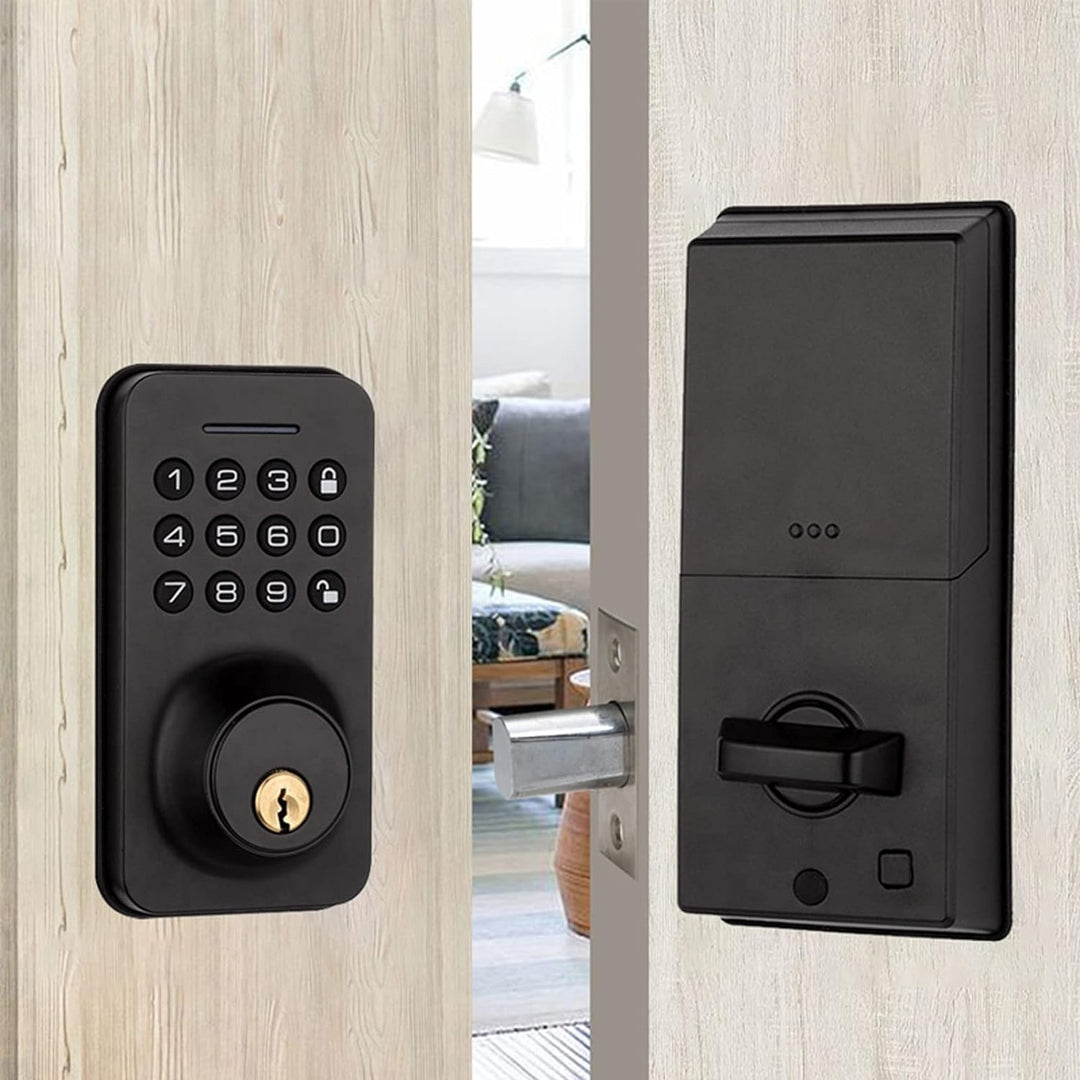 Splenssy Keyless Entry Türschloss mit Tastatur, Smart Deadbolt Lock mit 2 Schlüsseln, Passwort/Mecha