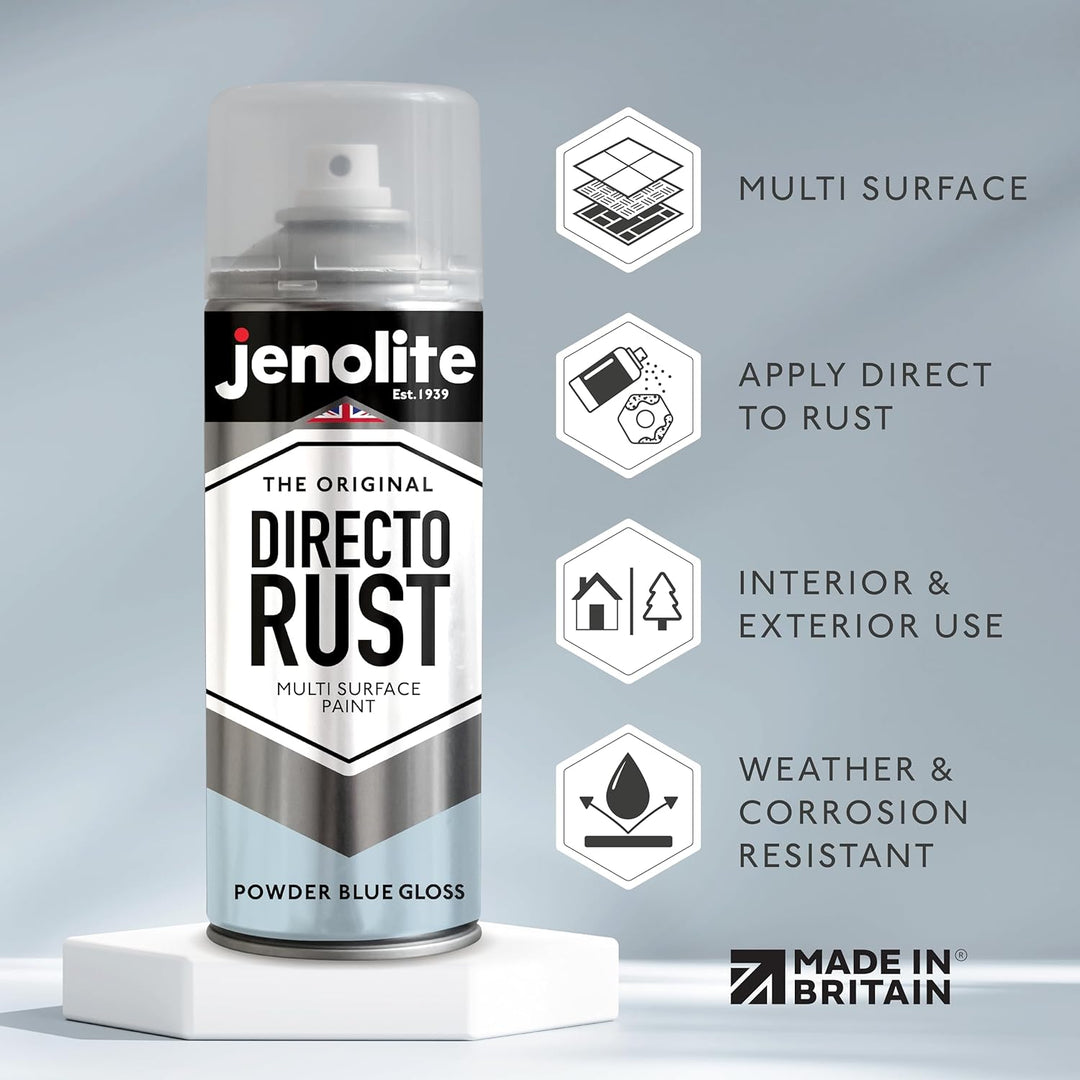 JENOLITE Directorust Glänzende Sprühfarbe | PULVER BLAU | 3x400ml | Spraydosen Sprühfarbe DIY | Mehr