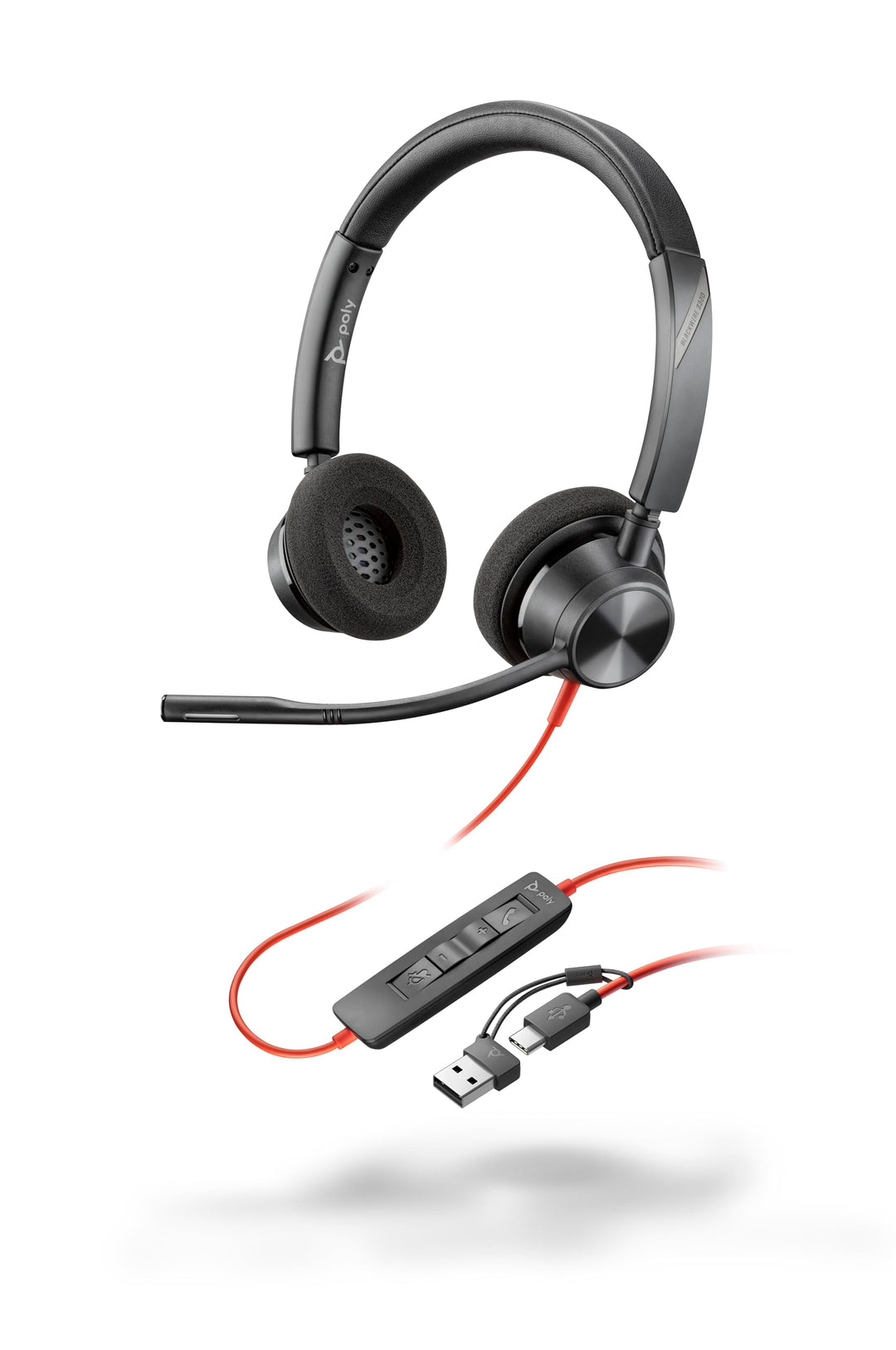 Schnurgebundenes Headset Poly Blackwire 3320 – Flexibler Mikrofonarm – Hi-Fi-Stereo – Verbindung mit