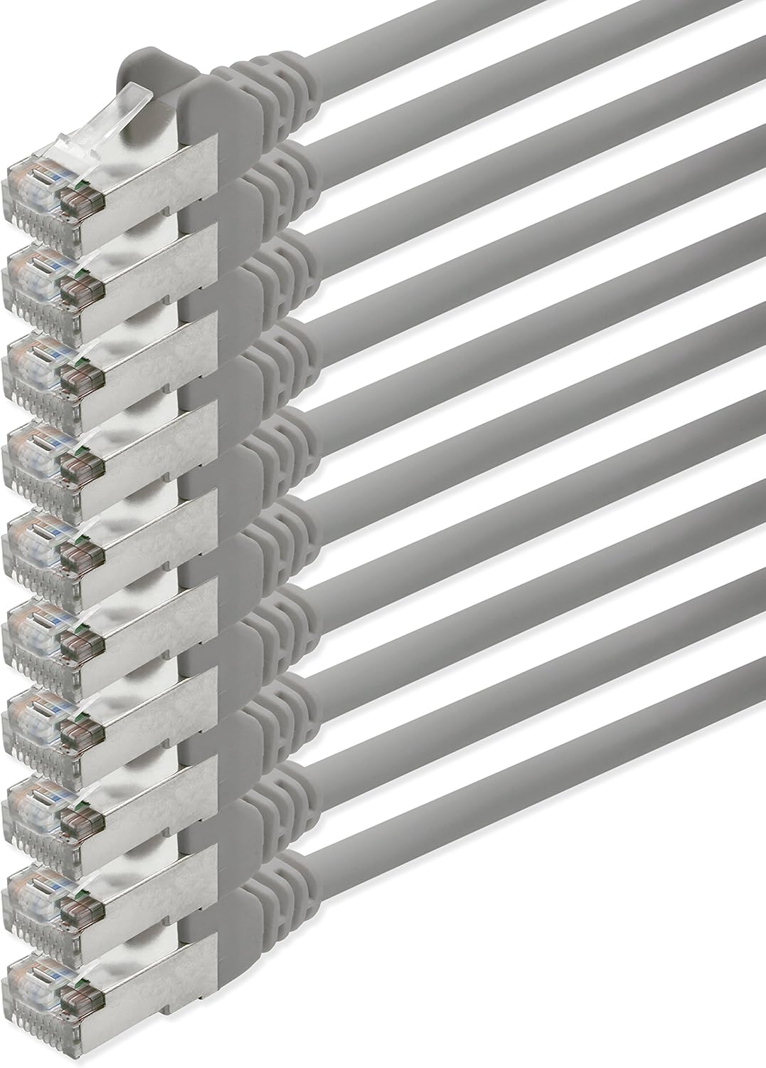 1aTTack CAT5 FTP Foliengeschirmt Netzwerkkabel mit 2x RJ45 Stecker Set (10 Stück) 10m grau, grau