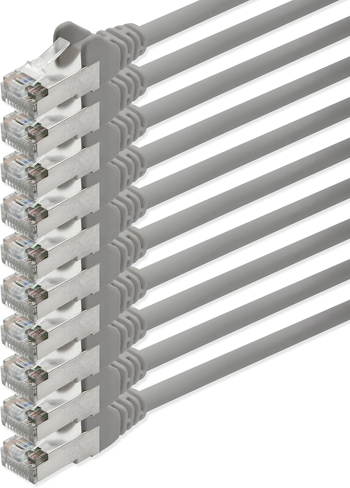 1aTTack CAT5 FTP Foliengeschirmt Netzwerkkabel mit 2x RJ45 Stecker Set (10 Stück) 10m grau, grau
