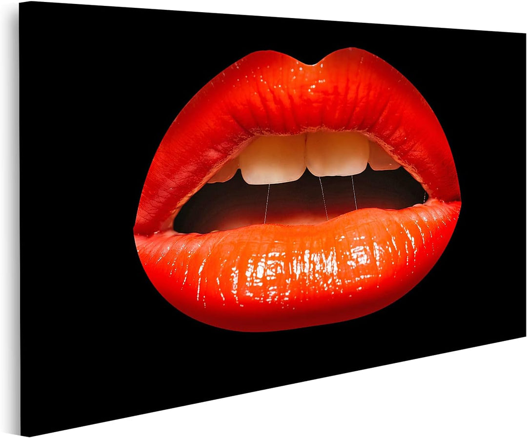 islandburner Bild auf Leinwand Rote Sexy Lippen Vampir Rocky Horror Bilder Wandbilder Poster Leinwan